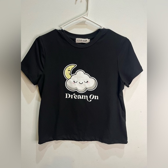 Weekend edition black dream on crop top t shirt women medium - Picture 1 of 4